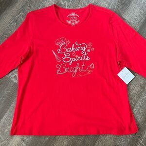 Coral Bay Baking Spirits Bright 3/4 Length Sleeve Top- Size 1X